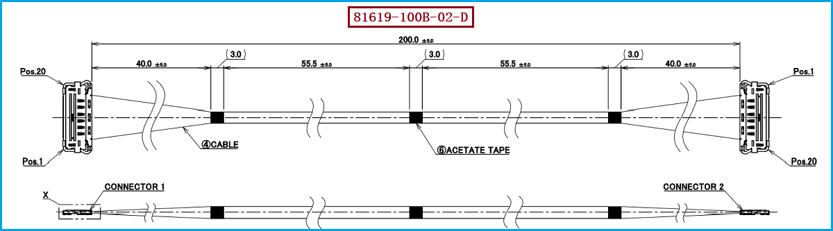 I-PEX 81619-100B-02-D极细同轴线束