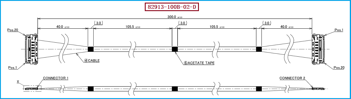 I-PEX 82913-100B-02-D极细同轴线束