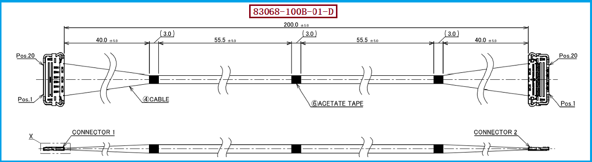 I-PEX 83068-100B-01-D极细同轴线束