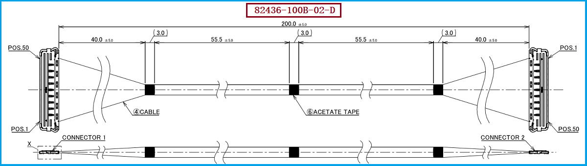 I-PEX 82436-100B-02-D极细同轴线束