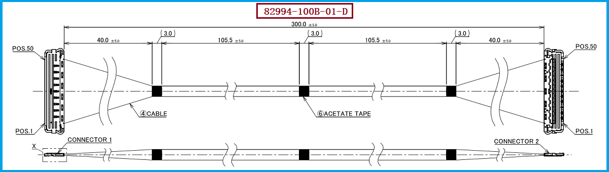I-PEX 82994-100B-01-D极细同轴线束
