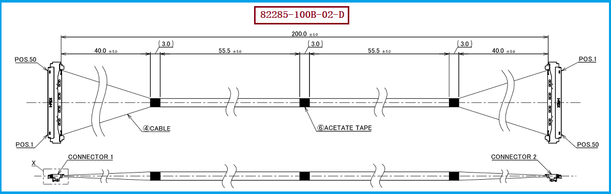 I-PEX 82285-100B-02-D极细同轴线束