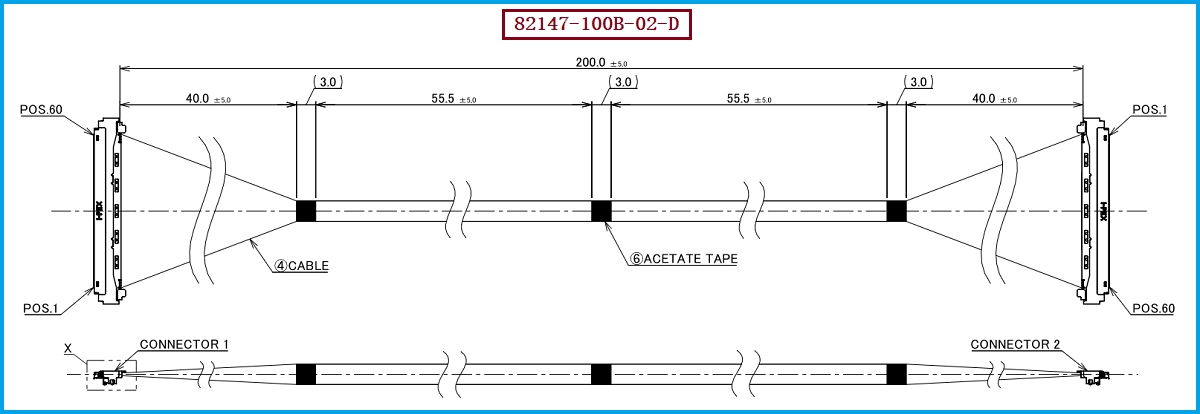 I-PEX 82147-100B-02-D极细同轴线束