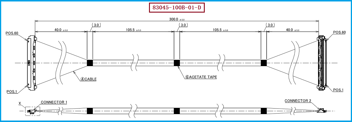 I-PEX 83045-100B-01-D极细同轴线束