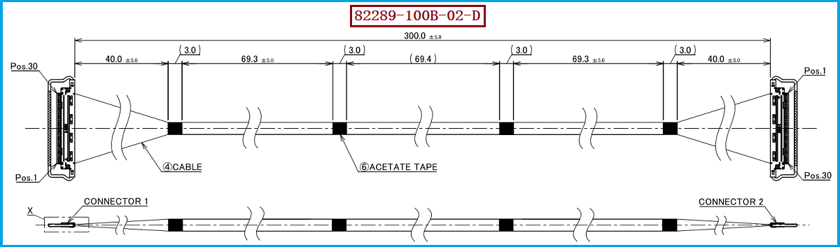 I-PEX 82289-100B-02-D极细同轴线束