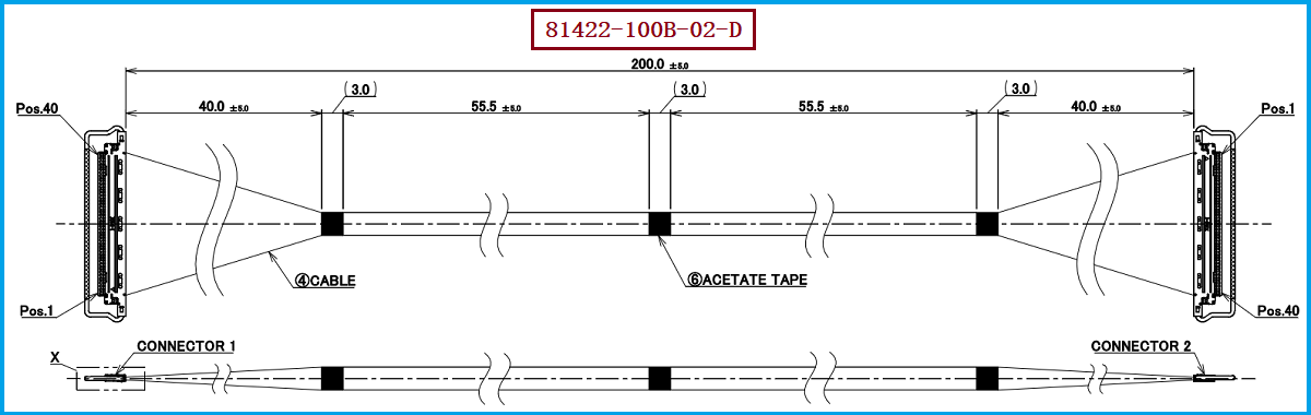 I-PEX 81422-100B-02-D极细同轴线束