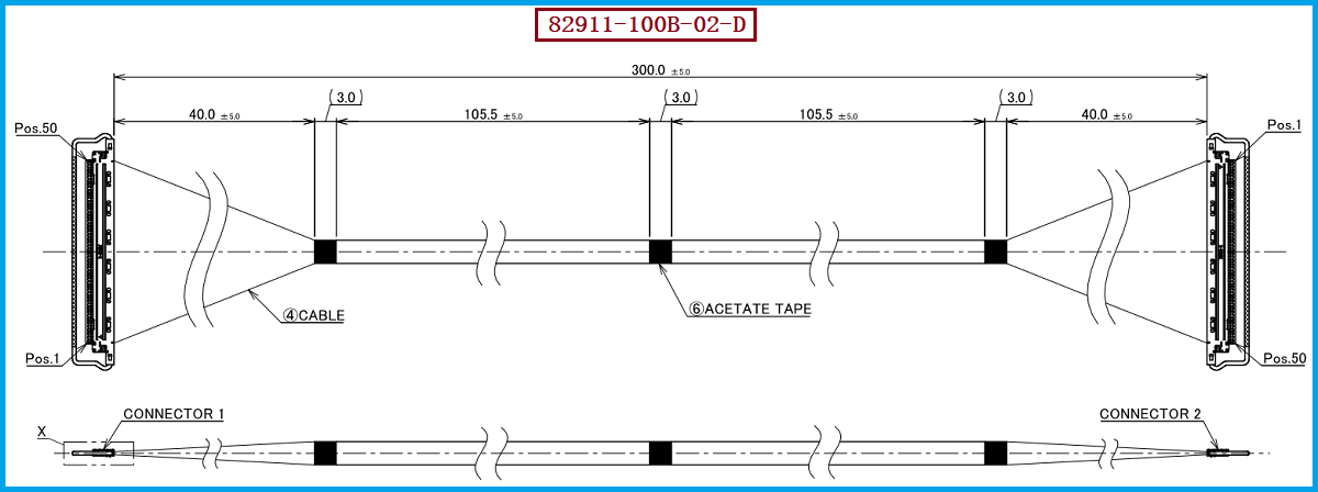 I-PEX 82911-100B-02-D极细同轴线束