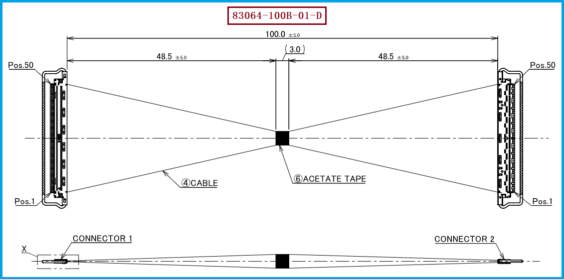 I-PEX 83064-100B-01-D极细同轴线束