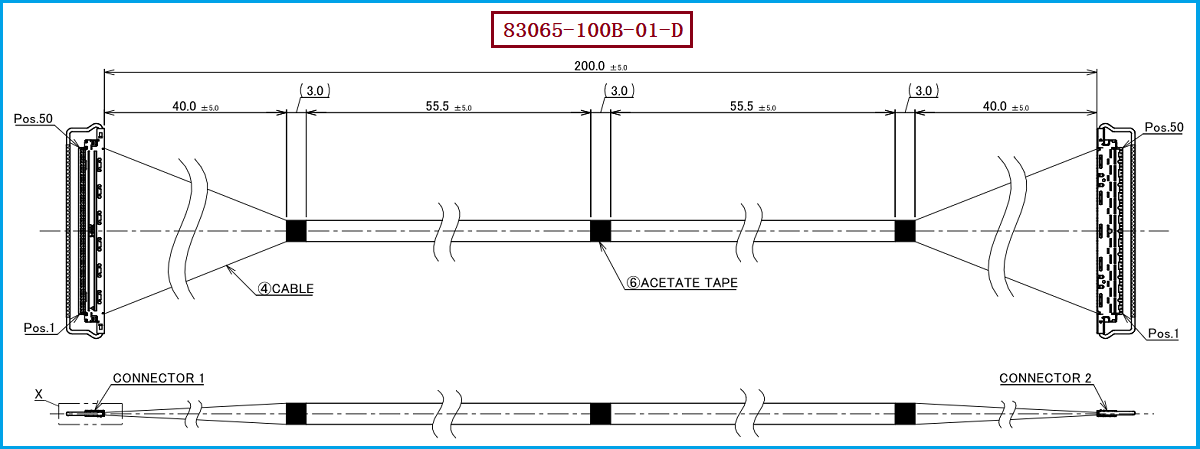 I-PEX 83065-100B-01-D极细同轴线束