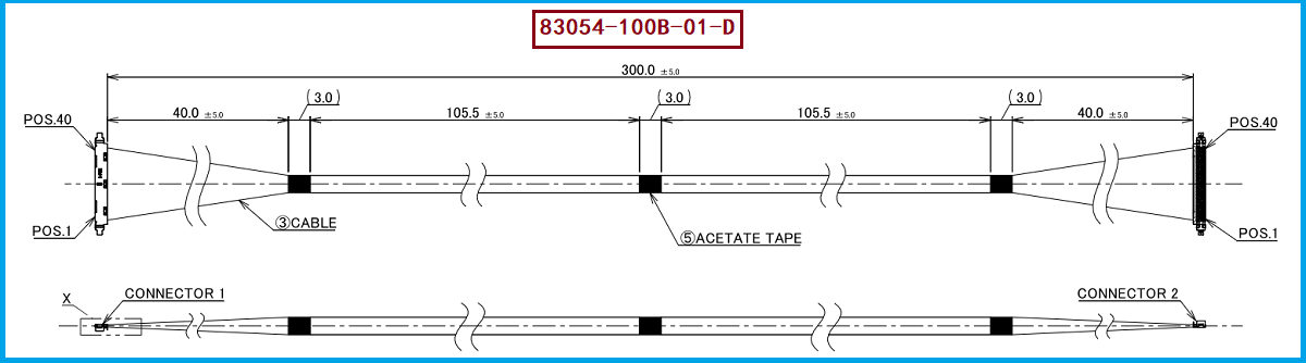 I-PEX 83054-100B-01-D极细同轴线束