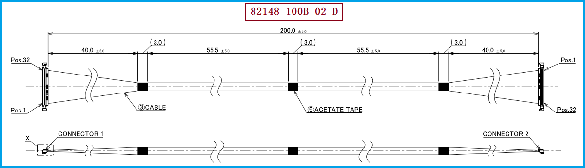 I-PEX 82148-100B-02-D极细同轴线束